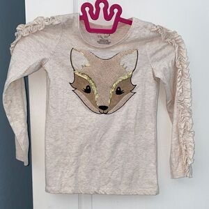 Kids Cream Fox Long Sleeve Top